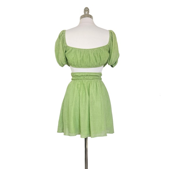 Sabo Skirt Zara Mini Dress Cutout Puff Sleeve Resort Boho Coquette Lolita XS - Picture 5 of 11